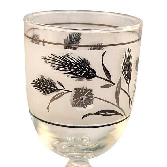 Libbey Silver Wheat Foliage Water Goblet Glass 10 Oz Vintage Elegant Design - Picture 3 of 7